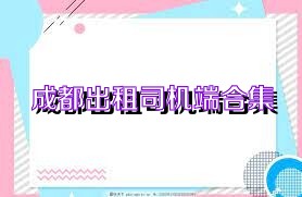成都出租司机端合集